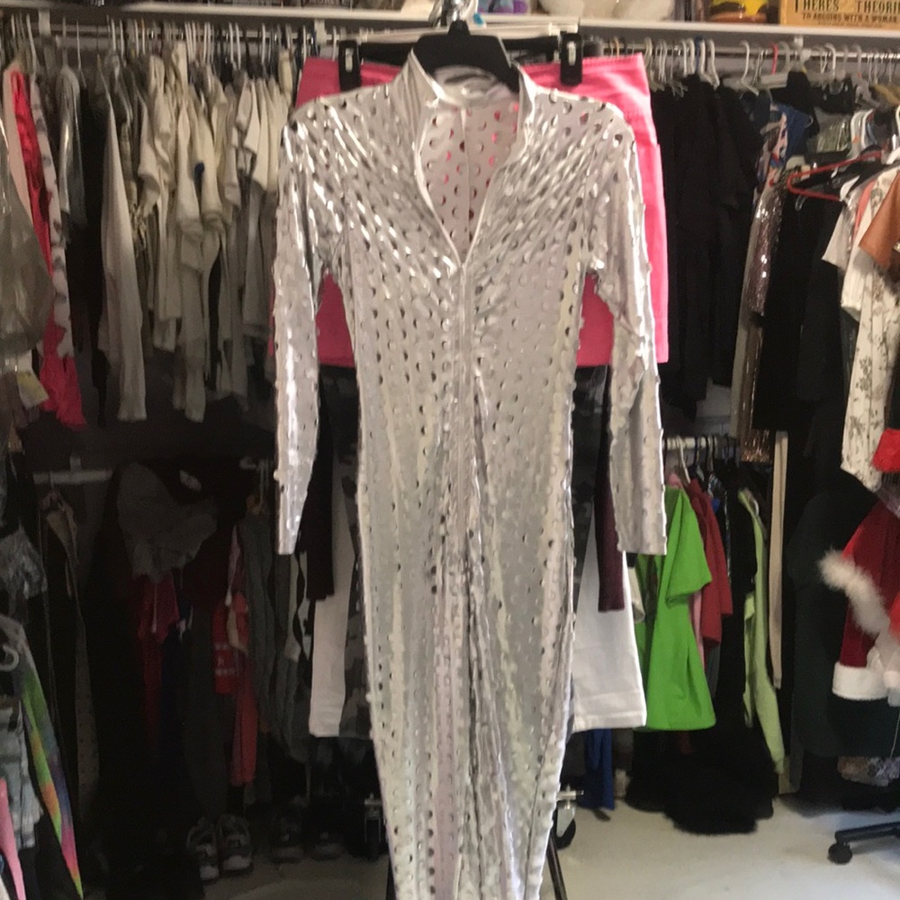 Foreplay; Silver Sexy Cutout Bodysuit Size Large